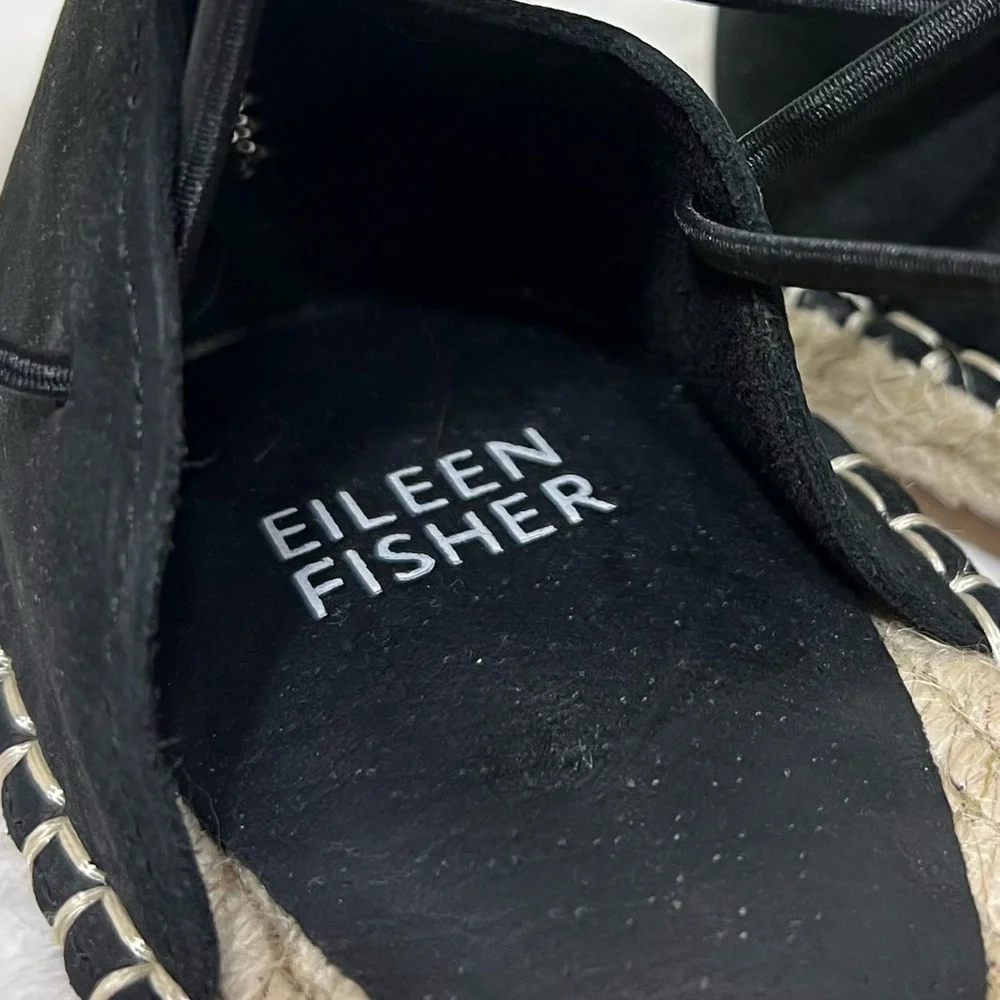 Eileen Fisher Lace Up Strappy Lala Sandal Espadrilles Flats Closed Toe Size 9